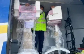 Ventiladores mecánicos llegados este jueves a Barranquilla.