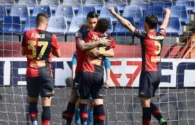 Gianluca Scamacca celebra su gol. 