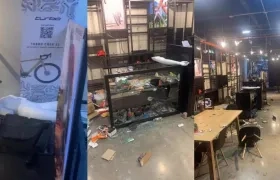 Tienda de Jarlinson Pantano en Cali afectada por vándalos.