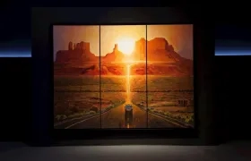 Fotografía cedida por la Universidad Internacional de Florida (FIU) donde se muestra la obra "Sunset, Monument Valley" (2019) del músico estadounidense Bob Dylan.