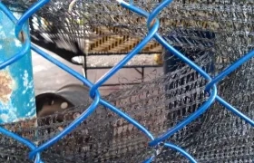 Por aquí el sicario le disparó al recluso, que estaba sentado en la silla del fondo. 