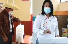 Los candidatos Pedro Castillo y Keiko Fujimori, al momento de votar.