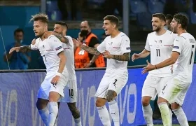 Ciro Immobile celebra el segundo tanto de Italia. 