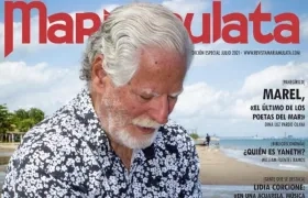 Portada de la revista MaríaMulata, con el poeta del mar Jorge Marel.