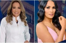 Victoria Andrea Escalante y Yeimy Paola Vargas, jurado calificador del concurso Miss Universe Colombia.