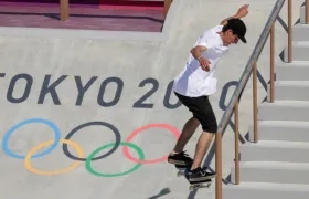 Jhancarlos González durante la prueba de skateboarding. 