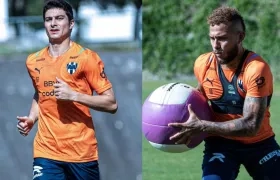 Stefan Medina y Duván Vergara, jugadores de Monterrey. 