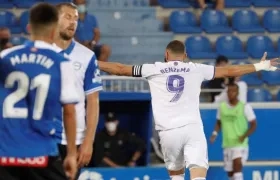 Karin Benzema celebra un gol. 