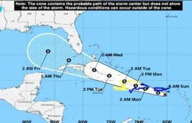 Trayectoria de la tormenta 'Grace'.
