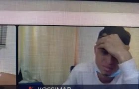 Mario Andrés Martínez Núñez cuando lloraba durante la audiencia virtual de este martes. 