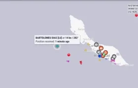 Trayecto que viene recorriendo la draga 'Bartolomeu Dias'.