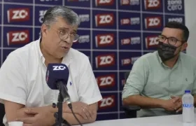 Los magistrados Julio Andrés Sampedro Arrubla y Mauricio Rodríguez Tamayo.