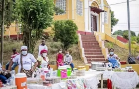 Los productores de ñame en la muestra gastronómica en San Cayetano.