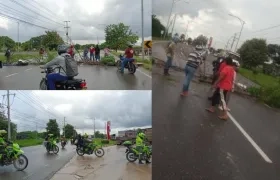 Momentos del bloqueo de la vía. 