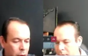 Teniente coronel Fredy Leonardo Patiño durante la audiencia virtual. 