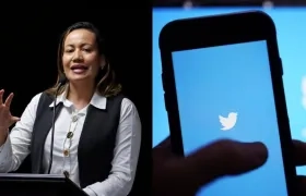 Carolina Corcho y el logo de Twitter.