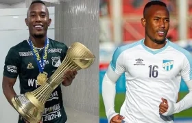 Celebrando el título con el Deportivo Cali y vistiendo la camiseta de Atlético Tucumán.