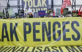 Protestas contra la reforma del Parlamento indonesio.