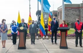 El Presidente Iván Duque en la donación de vacunas de España.