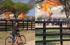 Incendio en asonada en Suan.