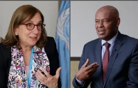 Verónica Simán y Harold Robinson, funcionarios del Fondo de Población de Naciones Unidas (UNFPA).