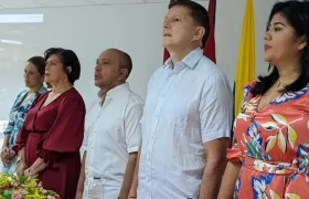 El ministro de Justicia, Wilson Ruiz; el rector de Unilibre, Salvador Rada, entre otros.