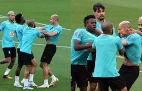 Momentos de la pelea de Vinicius y Richarlison. 