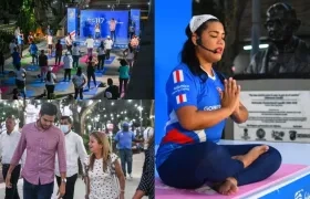 Actividad del Día Mundial del Yoga con la Gobernadora Elsa Noguera y Luis Restrepo, director de Indeportes. 