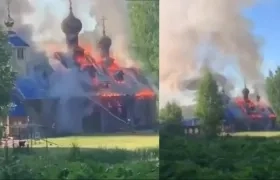 Estado en que quedó la iglesia en San Petersburgo.