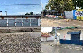 Varios negocios aparecieron con los grafitis en Plato, Magdalena. 
