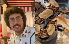 Elliot Senseman y una serpiente de referencia. 