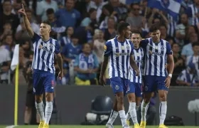 La celebración del colombiano Matheus Uribe.