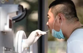 Archivo de un puesto de test de PCR en Pekín.