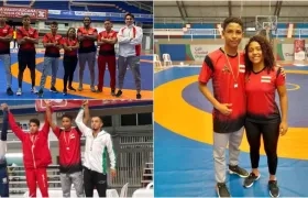 Luchadores del Atlántico durante el evento. 