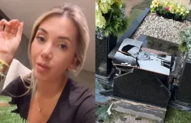 Dayana Jaimes y la tumba de Martín Elías Díaz.