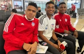 Iván Scarpeta, Amaury Torralvo y Brayan León antes del viaje a Lima.