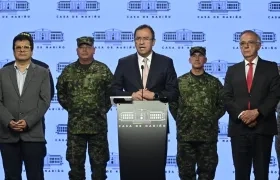 El ministro del Interior, Alfonso Prada, al término del consejo de seguridad.