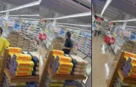 Momentos de pánico al interior de supermercado.