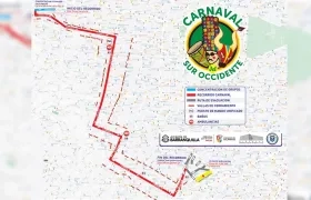 El recorrido del Carnaval del Suroccidente.