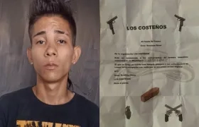 Albert José Pirona Marrufo y un panfleto de 'Los Costeños'.