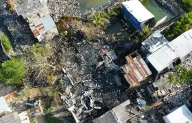 Vista áerea de la zona en donde se registró el incendio
