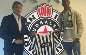 Andrés Colorado durante su presentación como nuevo jugador del Partizan.