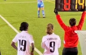 Linda Caicedo cuando se alistaba para ingresar por Maite Oroz. 