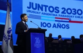 Alejandro Domínguez, presidente de la Conmebol, durante el congreso del organismo. 