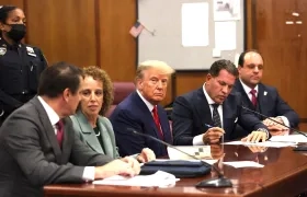 Donald Trump en la Corte donde le imputaron los cargos.