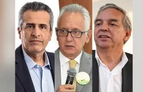 Los nuevos ministros Luis Fernando Velasco, Guillermo Alfonso Jaramillo y Ricardo Bonilla. 