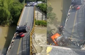 Aspecto del puente colapsado. 