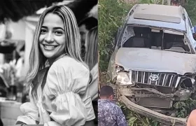 Valeria Hernández, estudiante de medicina que murió en un accidente. En la siguiente foto, la camioneta en la que viajaba