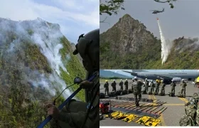  Labores de extinción del incendio forestal en Providencia