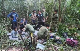 Los menores hallados en la selva.